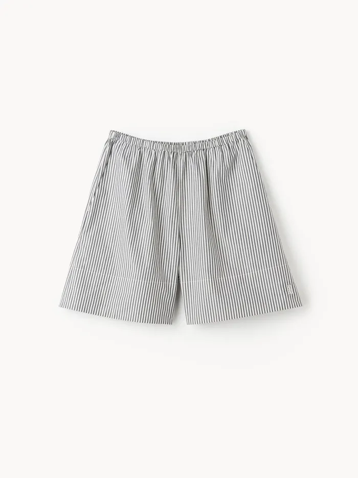 Shorts Women By Malene Birger Siona Organic Cotton Shorts Navy Stripe