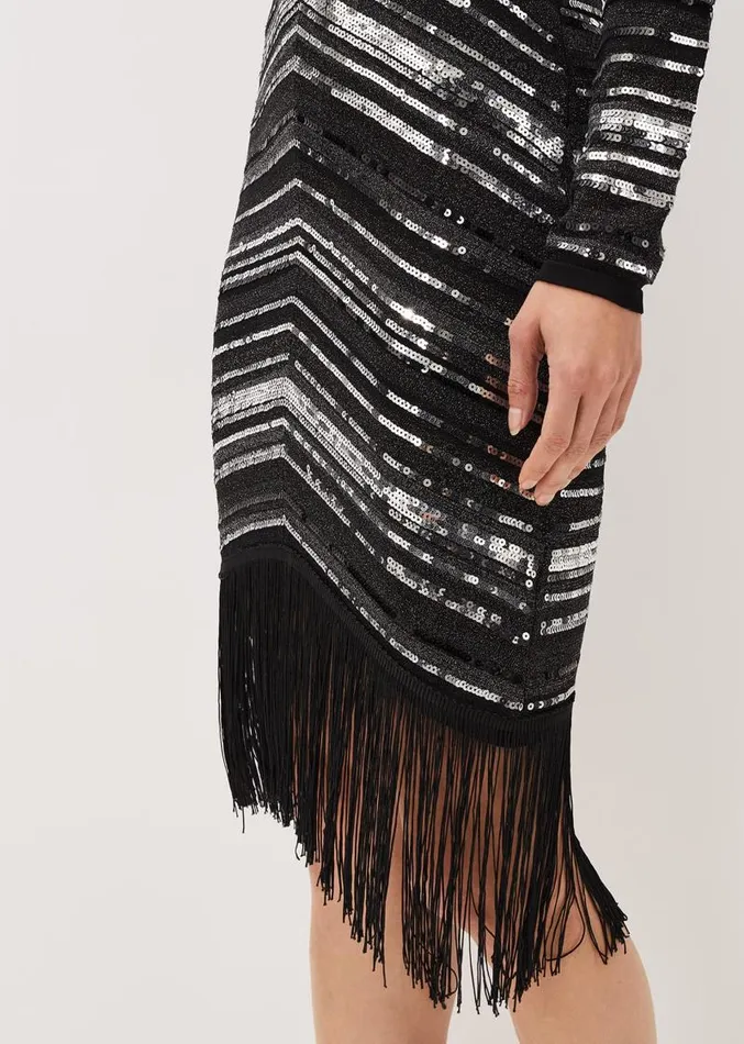 Sibylle Chevron Sequin Dress Gunmetal Women Phase Eight Dresses