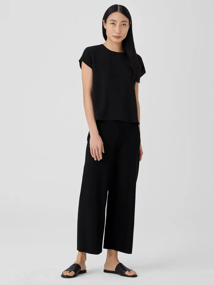 Silk Georgette Crepe Square Top Black Women Eileen Fisher Tops and Tees