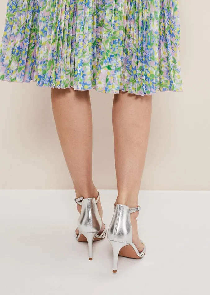 Silver Leather Open Toe Heels Silver Women Phase Eight Occasion Shoes