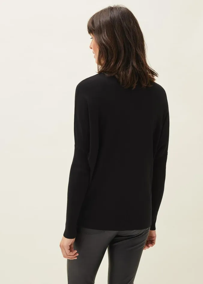 Skylar Roll Neck Zip Hem Jumper Black Women Phase Eight Knitwear