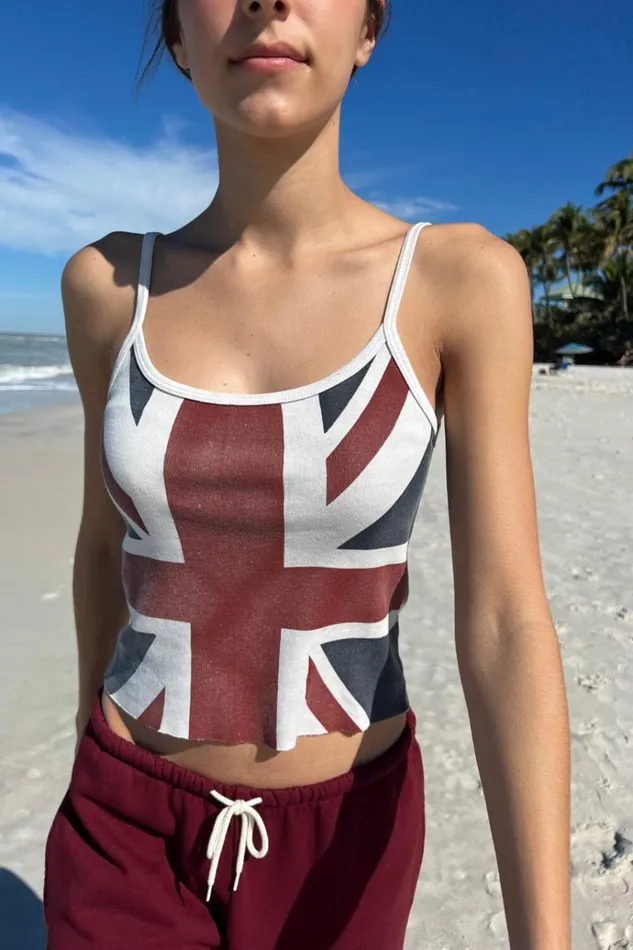 Skylar Union Jack Flag Tank Women Brandy Melville Tops