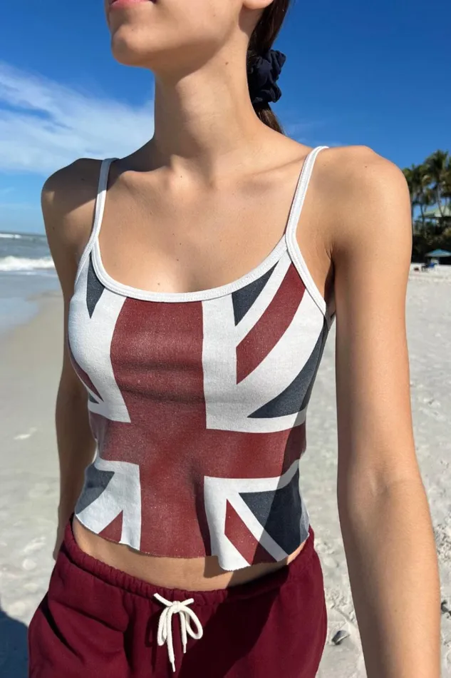 Skylar Union Jack Flag Tank Women Brandy Melville Tops
