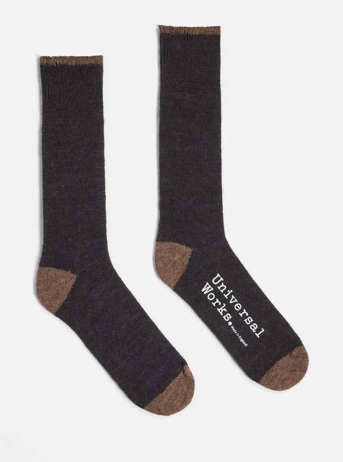 Socks Men Universal Works Universal Works Alpaca Sock In Charcoal Alpaca Wool