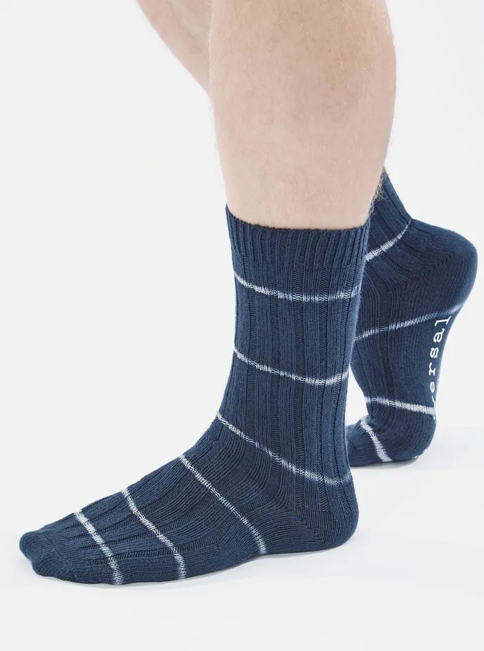 Socks Men Universal Works Universal Works Slub Sock In Navy Tie Dye Knit Socks Men Universal Works Universal Works Slub Sock In Navy Tie Dye Knit