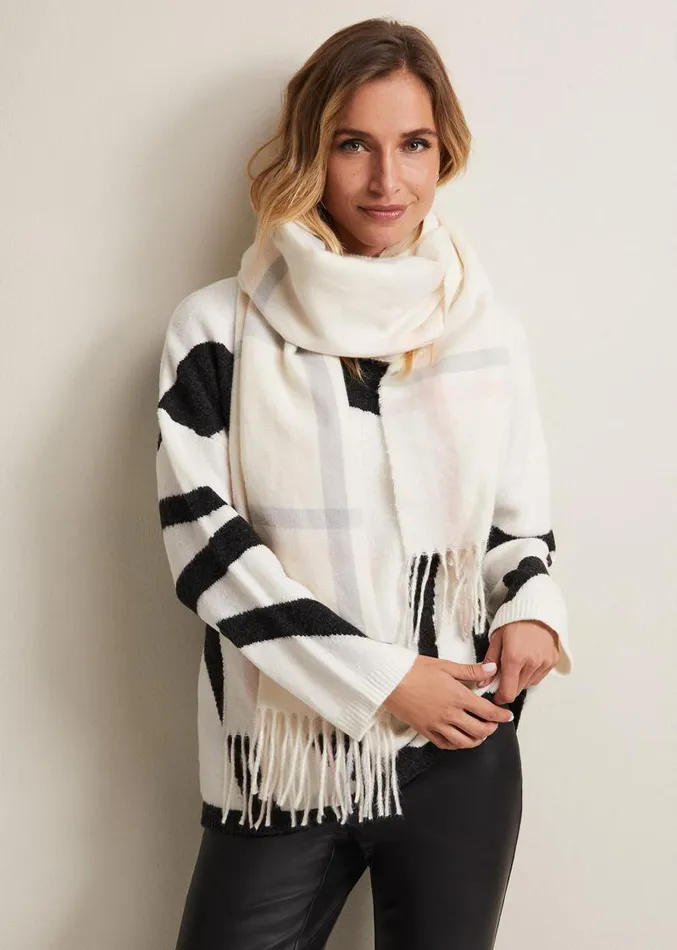 Sollie Check Scarf Ivory Women Phase Eight Scarves