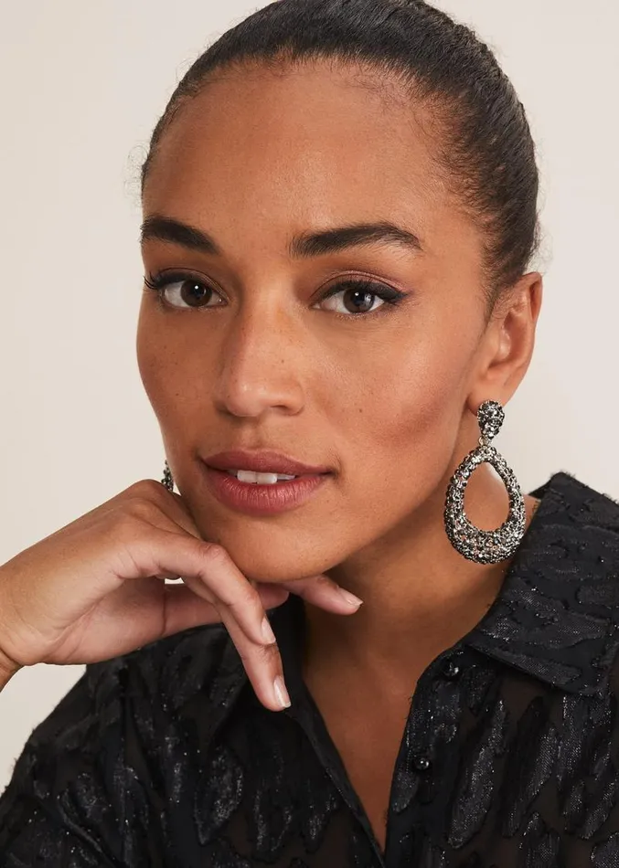 Sparkle Teardrop Earring Silver Women Phase Eight Jewellery