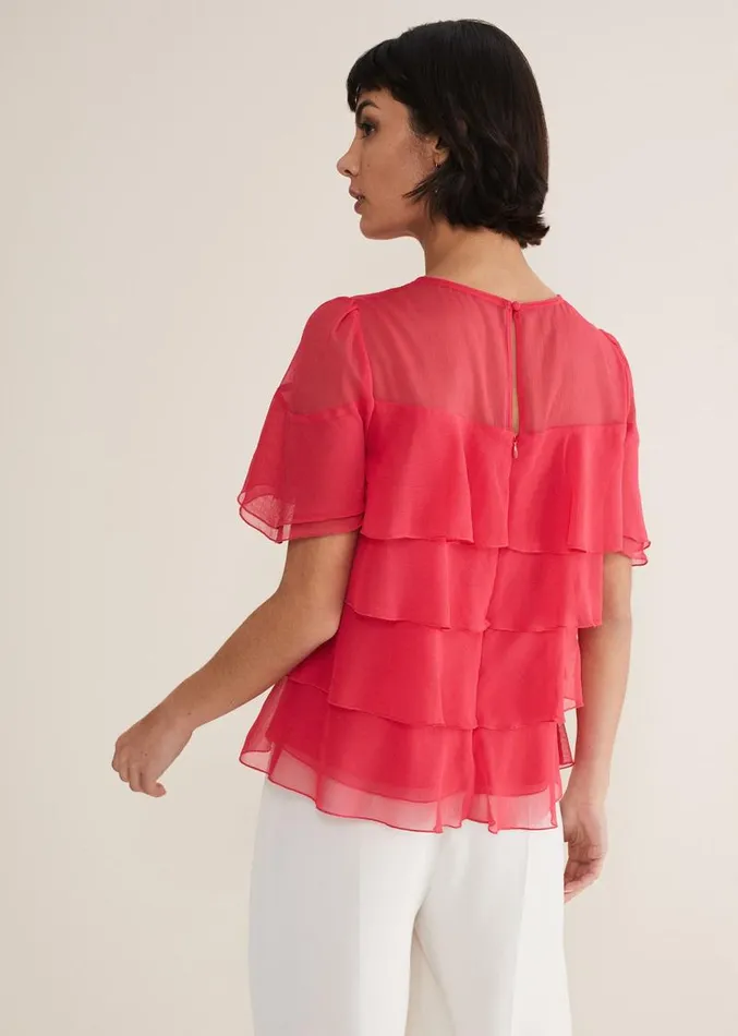 Stacey Ruffle Blouse Fuschia Women Phase Eight Shirts and Blouses