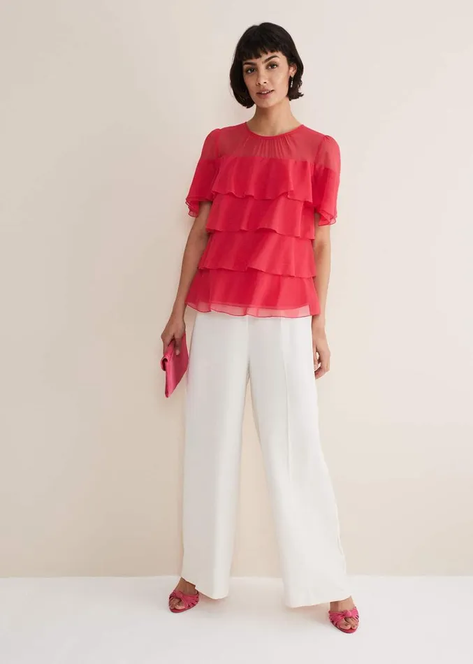 Stacey Ruffle Blouse Fuschia Women Phase Eight Shirts and Blouses