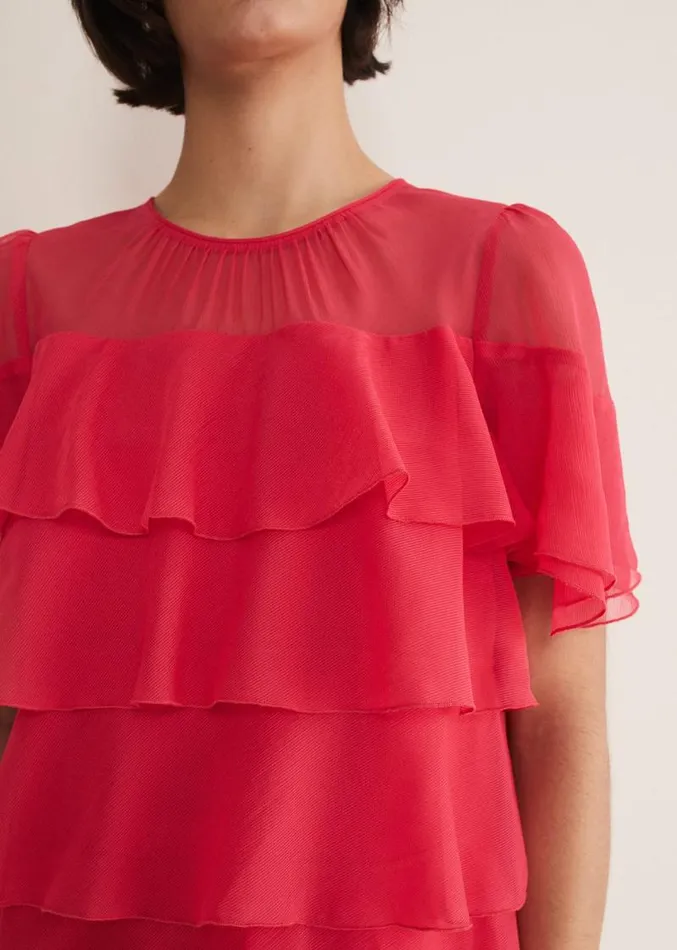 Stacey Ruffle Blouse Fuschia Women Phase Eight Shirts and Blouses