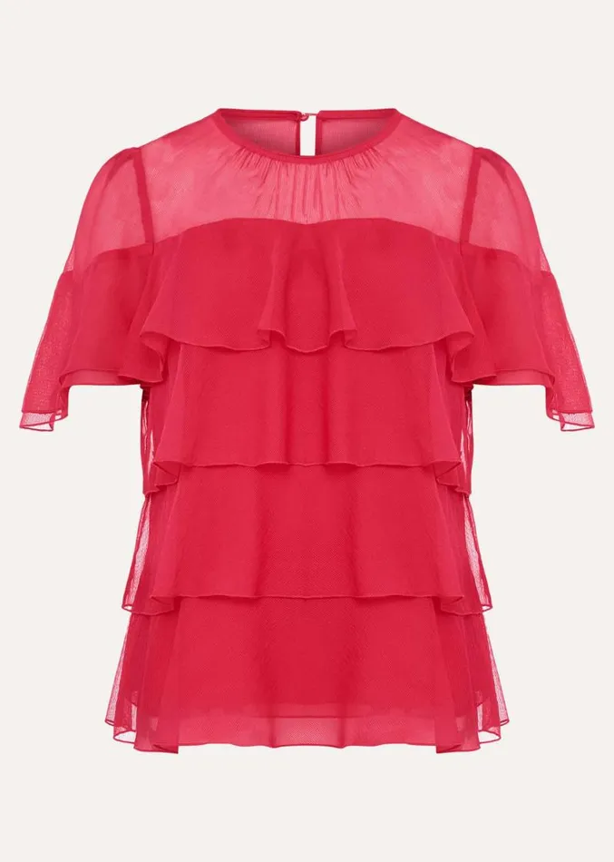 Stacey Ruffle Blouse Fuschia Women Phase Eight Shirts and Blouses