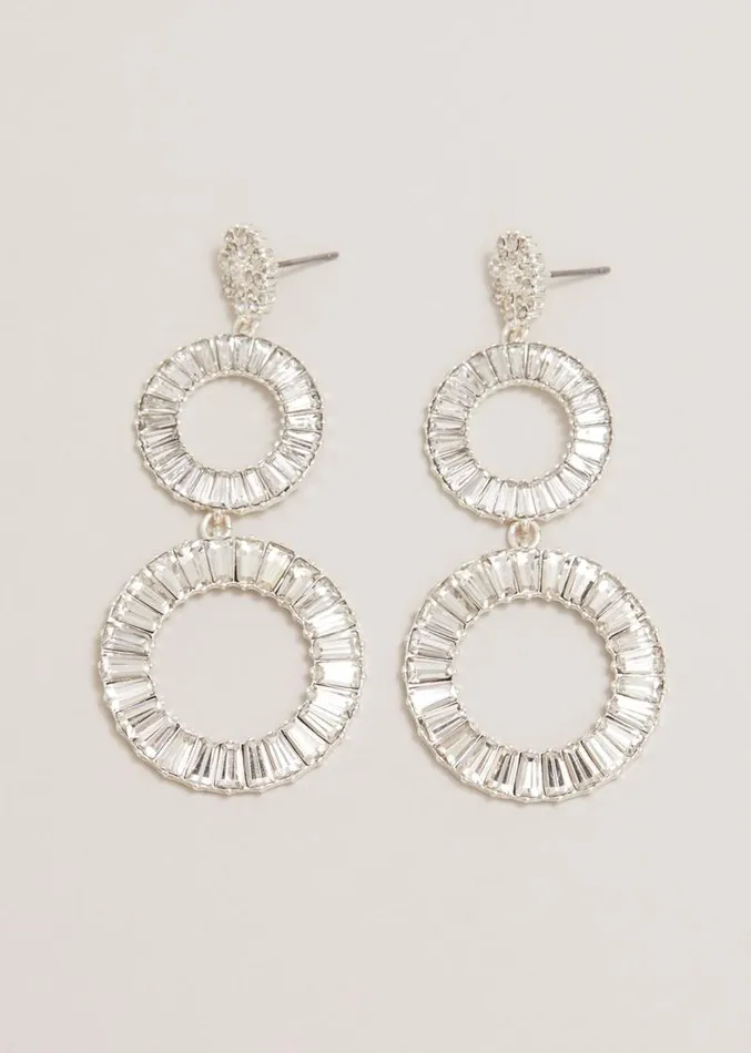 Statement Crystal Stone Drop Earrings Silver Women Phase Eight Jewellery