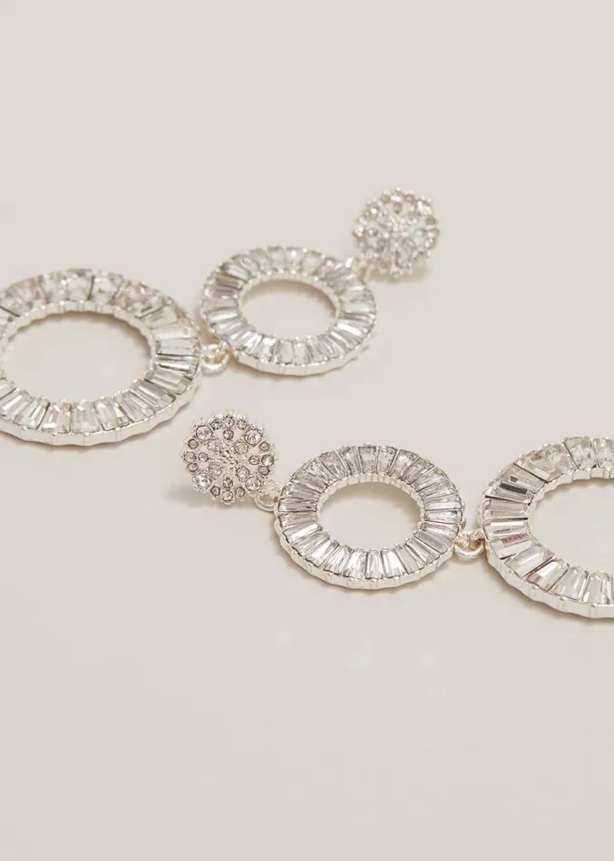 Statement Crystal Stone Drop Earrings Silver Women Phase Eight Jewellery