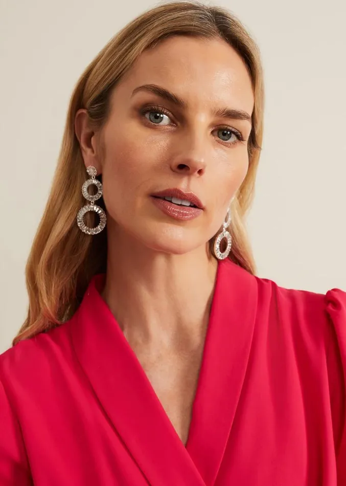 Statement Crystal Stone Drop Earrings Silver Women Phase Eight Jewellery