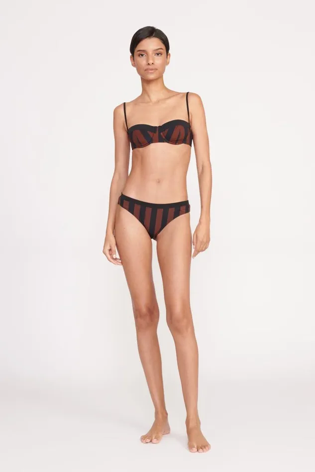 STAUD Bikinis Women STAUD GEMMA BIKINI BOTTOM BLACK TAN SEASHORE STRIPE STAUD Bikinis Women STAUD GEMMA BIKINI BOTTOM BLACK TAN SEASHORE STRIPE