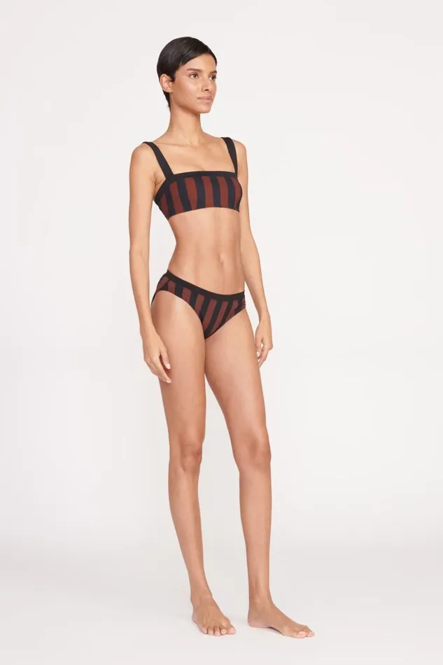 STAUD Bikinis Women STAUD GEMMA BIKINI BOTTOM BLACK TAN SEASHORE STRIPE STAUD Bikinis Women STAUD GEMMA BIKINI BOTTOM BLACK TAN SEASHORE STRIPE