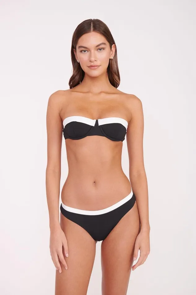 STAUD Bikinis Women STAUD JO BALCONETTE BIKINI TOP BLACK WHITE