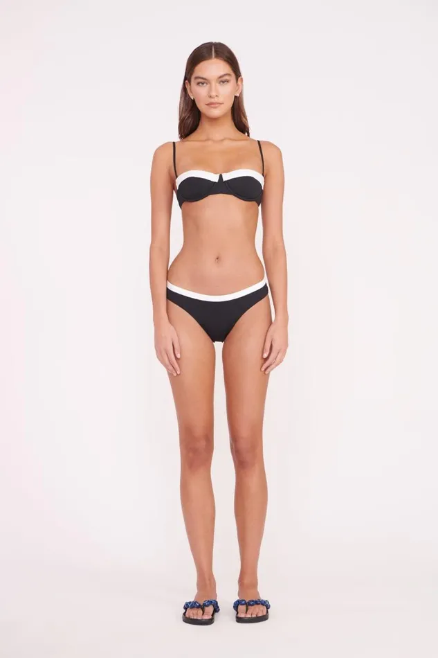 STAUD Bikinis Women STAUD JO BALCONETTE BIKINI TOP BLACK WHITE STAUD Bikinis Women STAUD JO BALCONETTE BIKINI TOP BLACK WHITE