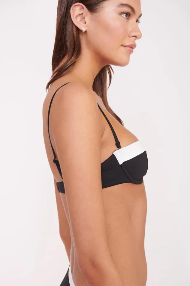 STAUD Bikinis Women STAUD JO BALCONETTE BIKINI TOP BLACK WHITE STAUD Bikinis Women STAUD JO BALCONETTE BIKINI TOP BLACK WHITE
