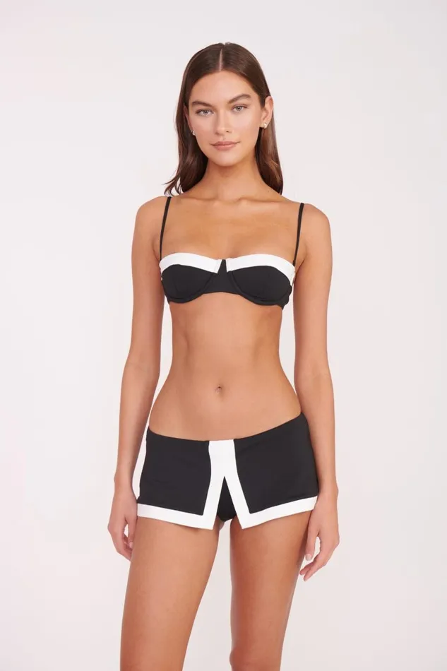 STAUD Bikinis Women STAUD JO BALCONETTE BIKINI TOP BLACK WHITE STAUD Bikinis Women STAUD JO BALCONETTE BIKINI TOP BLACK WHITE