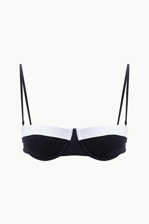 STAUD Bikinis Women STAUD JO BALCONETTE BIKINI TOP BLACK WHITE STAUD Bikinis Women STAUD JO BALCONETTE BIKINI TOP BLACK WHITE