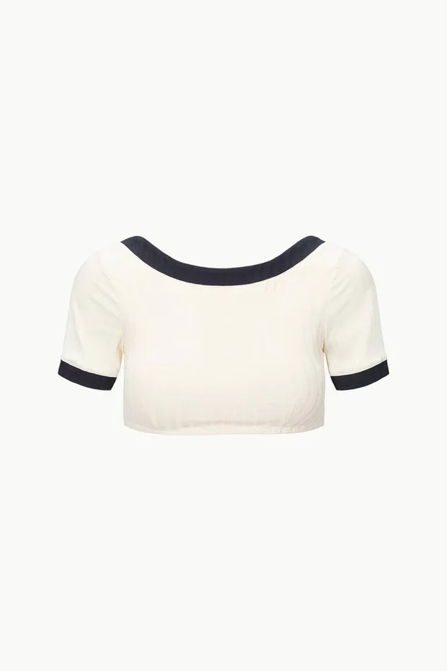 STAUD Bikinis Women STAUD LILY SHORT SLEEVE BIKINI TOP IVORY BLACK STAUD Bikinis Women STAUD LILY SHORT SLEEVE BIKINI TOP IVORY BLACK