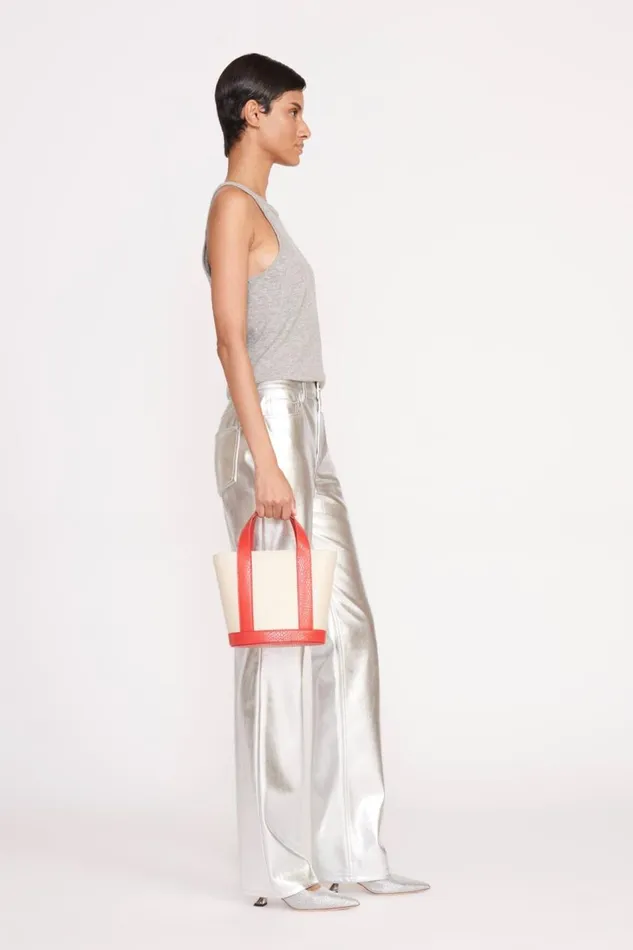 STAUD Custom Handbags Women STAUD CUSTOM MONOGRAM ALLORA MINI TOTE CREAM RED ROSE STAUD Custom Handbags Women STAUD CUSTOM MONOGRAM ALLORA MINI TOTE CREAM RED ROSE