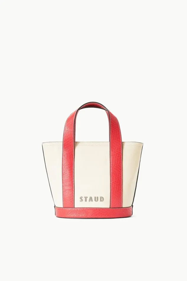 STAUD Custom Handbags Women STAUD CUSTOM MONOGRAM ALLORA MINI TOTE CREAM RED ROSE STAUD Custom Handbags Women STAUD CUSTOM MONOGRAM ALLORA MINI TOTE CREAM RED ROSE