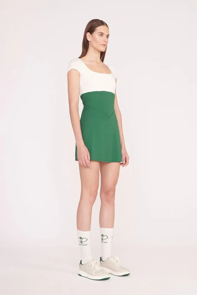 STAUD Dresses Women STAUD BACKSPIN DRESS COURT GREEN IVORY STAUD Dresses Women STAUD BACKSPIN DRESS COURT GREEN IVORY