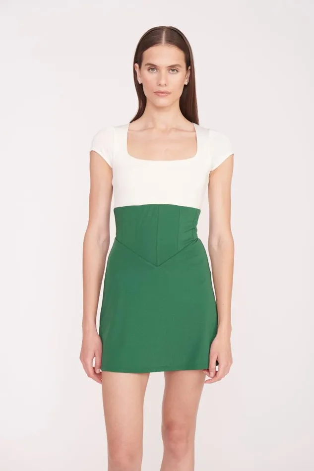 STAUD Dresses Women STAUD BACKSPIN DRESS COURT GREEN IVORY STAUD Dresses Women STAUD BACKSPIN DRESS COURT GREEN IVORY