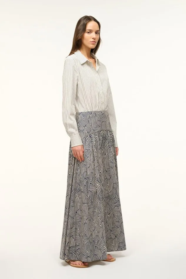 STAUD Dresses Women STAUD ROCCO DRESS IVORY MICRO STRIPE NAVY MOSAIC STAUD Dresses Women STAUD ROCCO DRESS IVORY MICRO STRIPE NAVY MOSAIC