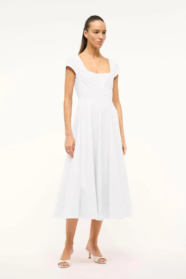STAUD Dresses Women STAUD SHORT SLEEVE WELLS DRESS WHITE STAUD Dresses Women STAUD SHORT SLEEVE WELLS DRESS WHITE