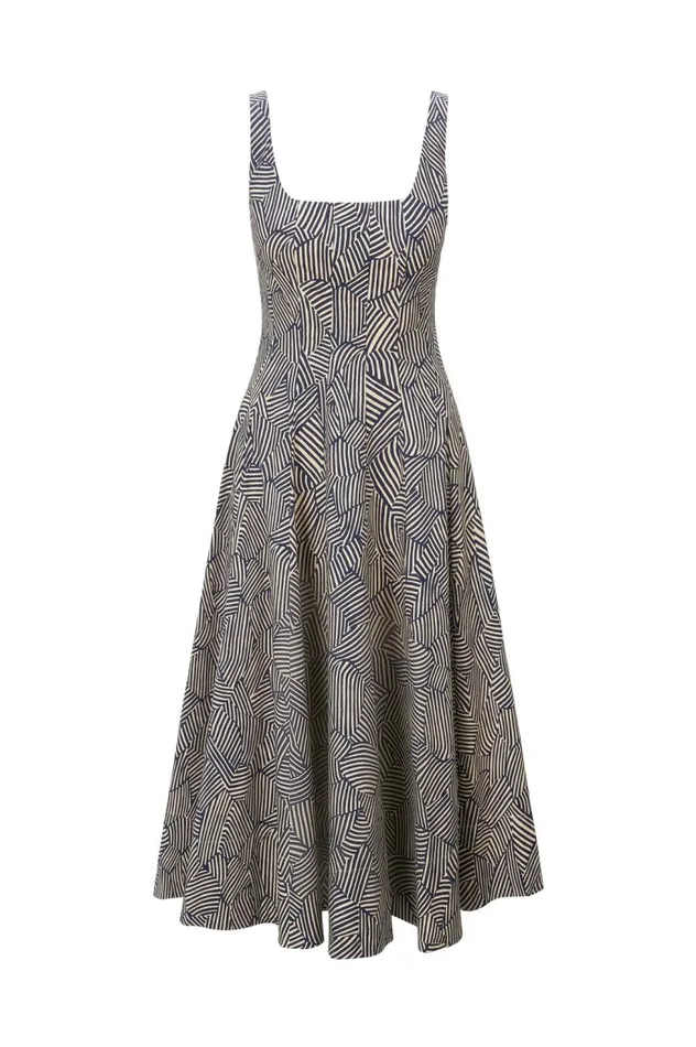 STAUD Dresses Women STAUD WELLS DRESS NAVY MOSAIC STAUD Dresses Women STAUD WELLS DRESS NAVY MOSAIC