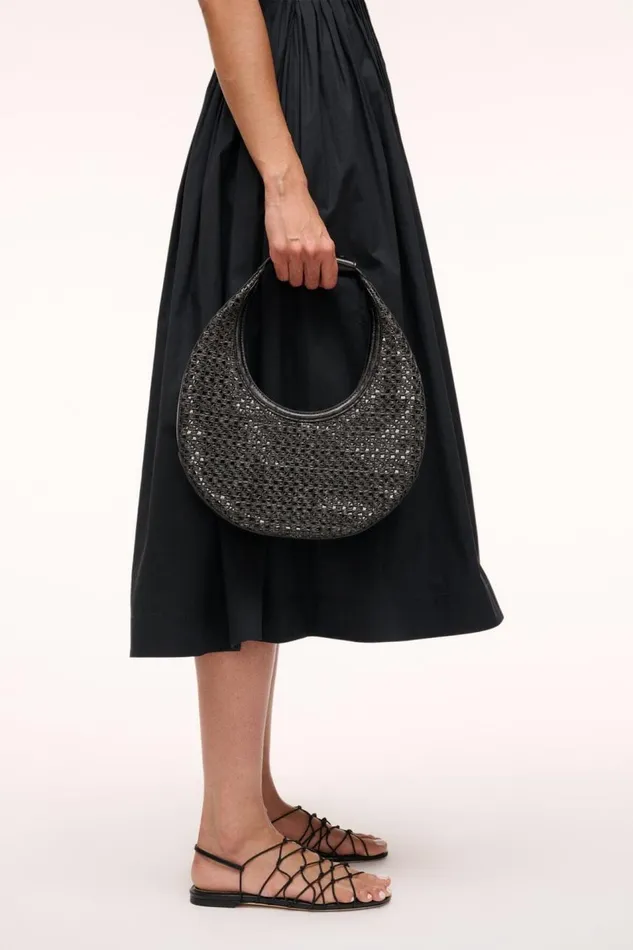 STAUD Shoulder Women STAUD MOON WOVEN BAG BLACK STAUD Shoulder Women STAUD MOON WOVEN BAG BLACK