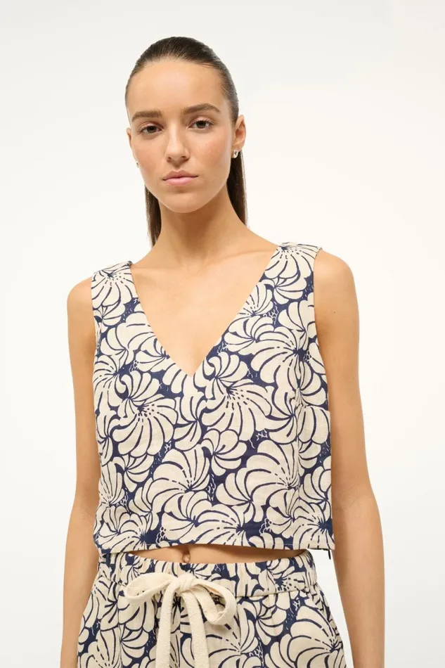 STAUD Tops Women STAUD CATANIA TOP NAVY SCALLOP BLOCK PRINT STAUD Tops Women STAUD CATANIA TOP NAVY SCALLOP BLOCK PRINT