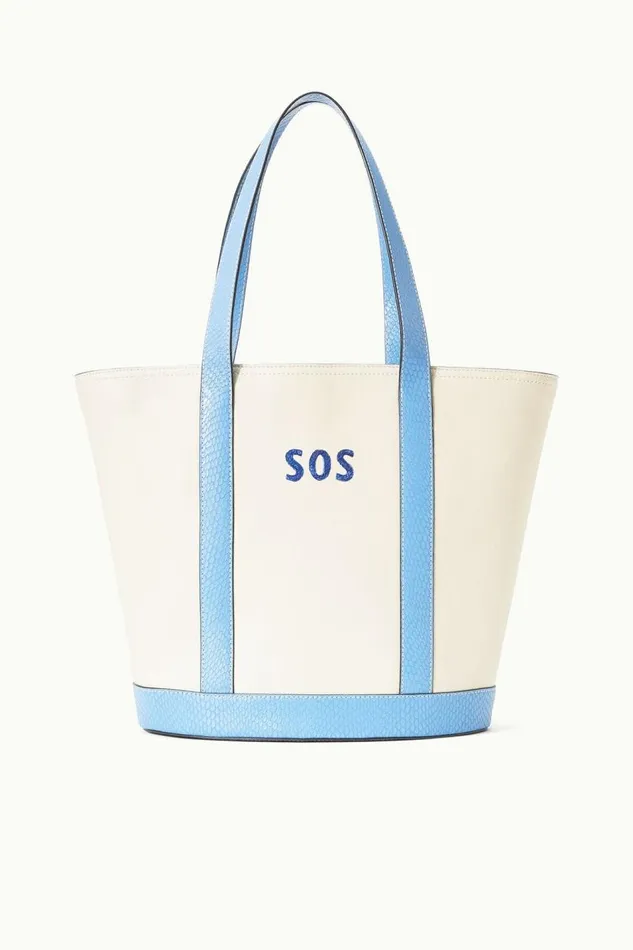 STAUD Totes Women STAUD CUSTOM MONOGRAM ALLORA TOTE CREAM STAUD BLUE