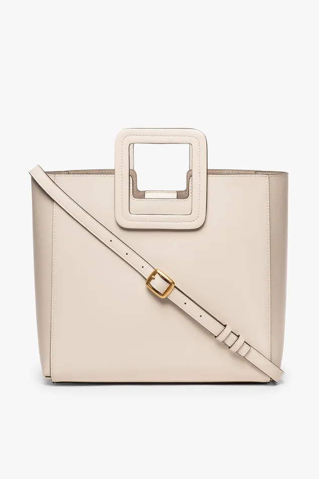 STAUD Totes Women STAUD SHIRLEY LEATHER TOTE BAG CREAM