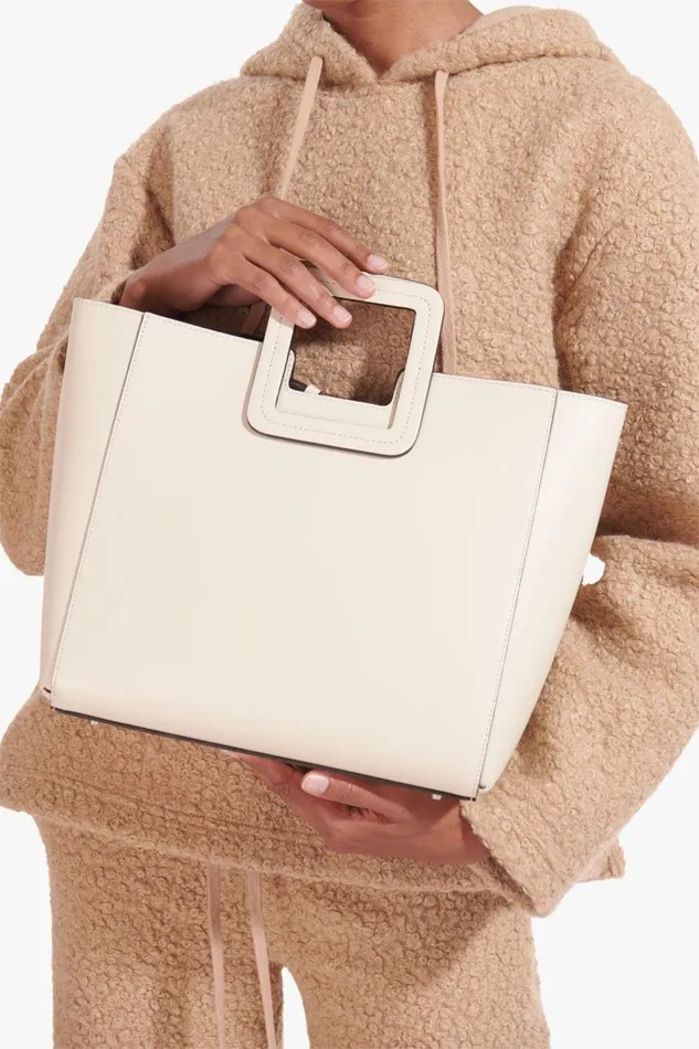 STAUD Totes Women STAUD SHIRLEY LEATHER TOTE BAG CREAM STAUD Totes Women STAUD SHIRLEY LEATHER TOTE BAG CREAM