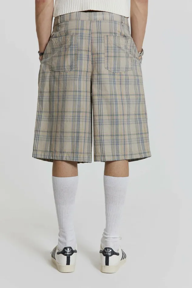 Stone Check Fairway Shorts Beige Men Jaded London Shorts and Jorts Stone Check Fairway Shorts Beige Men Jaded London Shorts and Jorts