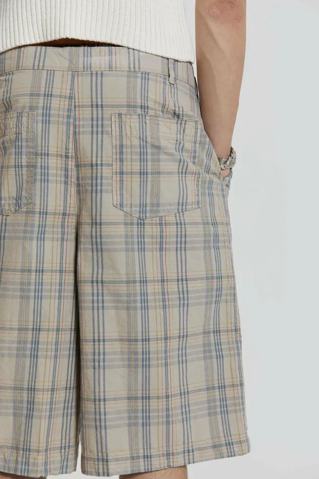 Stone Check Fairway Shorts Beige Men Jaded London Shorts and Jorts Stone Check Fairway Shorts Beige Men Jaded London Shorts and Jorts