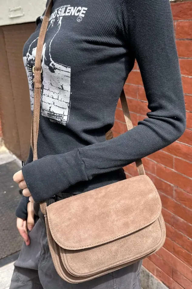 Suede Saddle Bag Women Brandy Melville Bags and Backpacks
