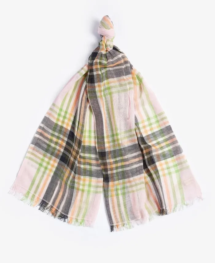 Summer Lonnen Checked Scarf Shell Pink Women Barbour Scarves and Wraps