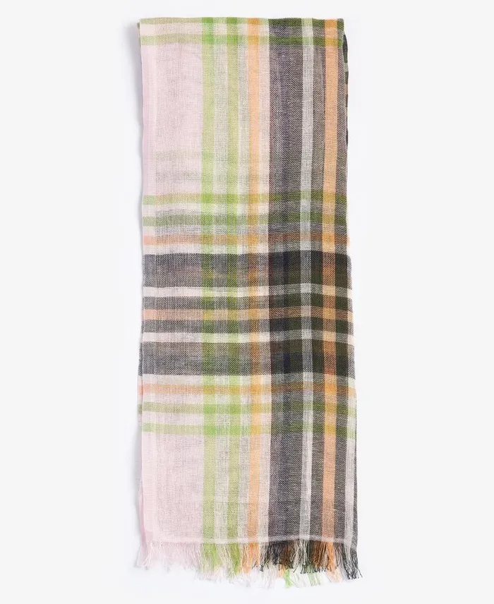 Summer Lonnen Checked Scarf Shell Pink Women Barbour Scarves and Wraps