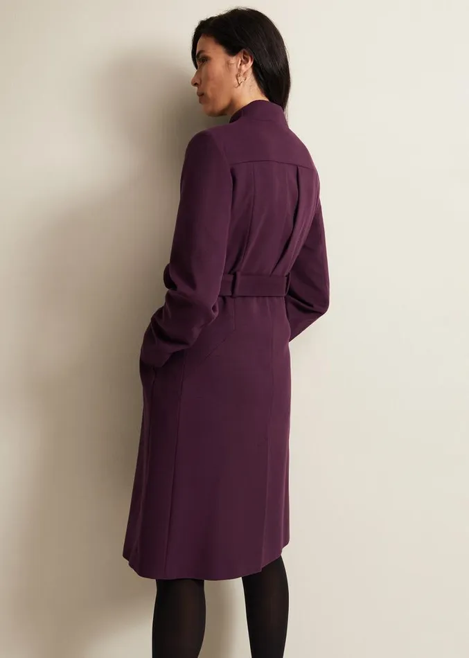 Susie Collarless Wrap Coat Plum Women Phase Eight Coats