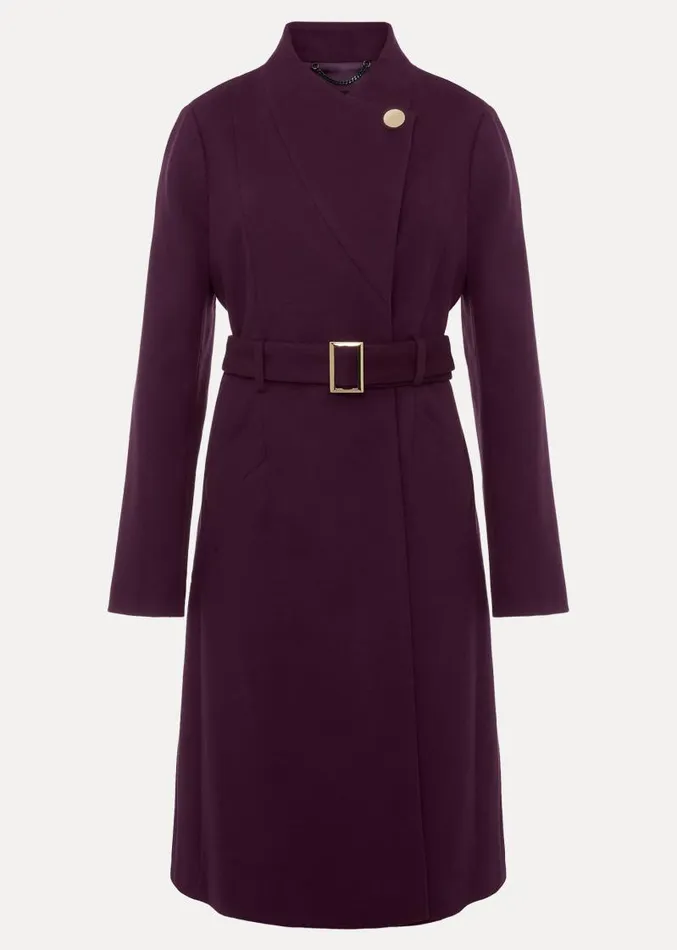 Susie Collarless Wrap Coat Plum Women Phase Eight Coats