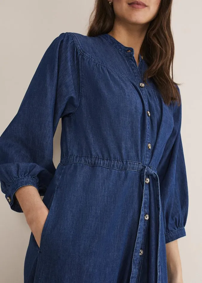 Talulla Tiered Denim Dress Indigo Women Phase Eight Dresses