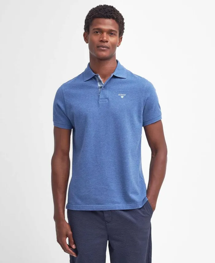 Tartan Pique Polo Shirt Burnt Olive Men Barbour Polo Shirts