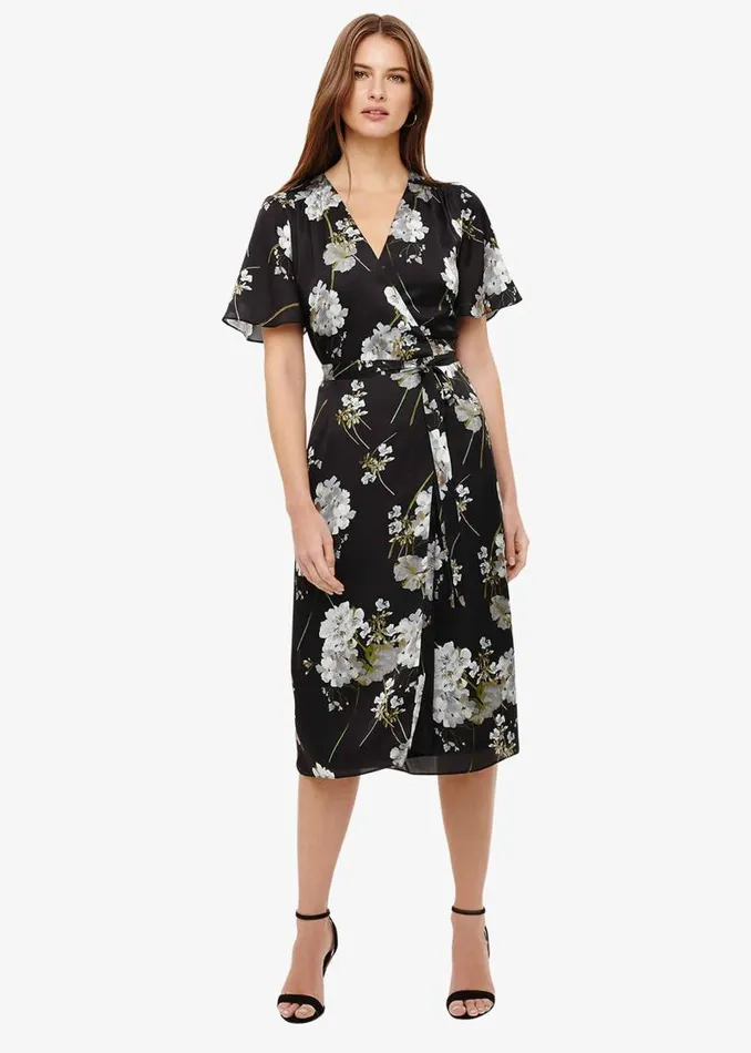 Tasha Floral Wrap Dress Black Women Phase Eight Dresses