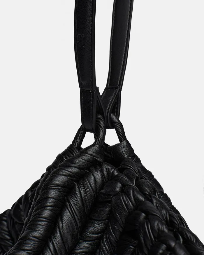 The Square Bag Knitted Leather Tote Bag Black WomenMen Nanushka Bags