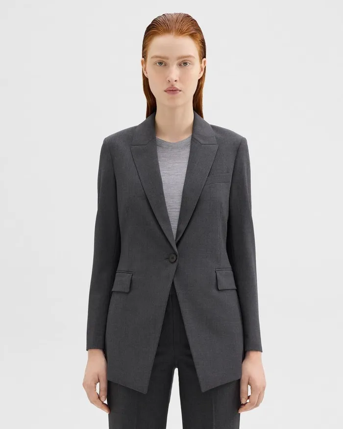 Theory Blazers Jackets Etiennette Blazer In Good Wool Charcoal Melange 8211 Women